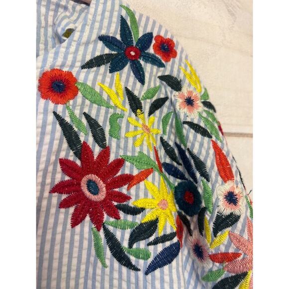 Luii Seersucker Lightweight Jacket Floral Emb. Size LG - Picture 5 of 10